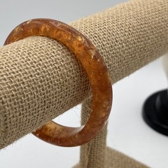 Vintage Lucite Orange & Silver Foil Confetti Wide Cuff Bangle Bracelet 1960s