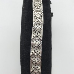 Vintage X O Design Black Onyx & Clear Pave Cubic Zirconia Bracelet sz 7″