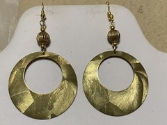 NEW LISTING* LG.HANDCRAFTED VTG.ENGRAVED GOLDEN BRASS- OPEN RING- EARRINGS-NEW#3
