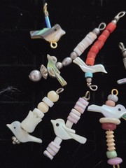 Vintage Carved Birds Charms Lot Mixed Materials Animal Fetish