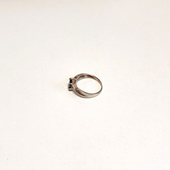 AVON Sterling silver ring hematite facet navette cut size 7.75 to 8 vintage 2.8g