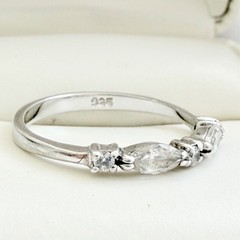 Vintage 925 Women’s Marquise Moissanite Band Half Eternity Stacking Ring 8.75