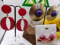 Vintage Costume Jewelry Earrings 80s 90s Y2K Pierced Clip Chunky Retro Lot