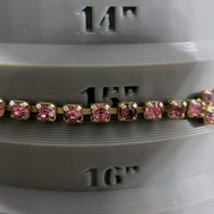 Vintage Rhinestone Necklace Purple Black Gold Tone Choker Collar 15 Inch