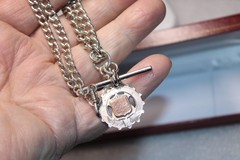 Silver & Gold Fob Curb Link Chain/Necklace – AHS – Chester – 1900 / 1914