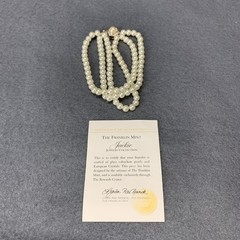 vintage Franklin Mint Jackie Kennedy Three Strand Glass Pearl Bracelet COA