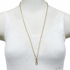 Charm Holder Necklace. Lanyard. Delicate Chain 29″ Gold Tones Chatelaine