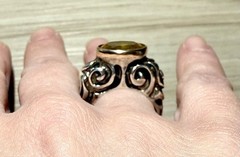Dian Malouf Sterling Silver & 14K Gold Abstract Swirl Citrine Ring, Size 8