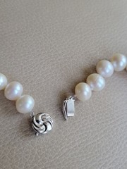 VINTAGE CULTURED 9-10 mm PEARL NECKLACE W/ 14K SOLID WHITE GOLD CLASP 18 inch