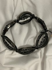 Monet link bracelet black crystal filigree marcasite Victorian Gothic glam art