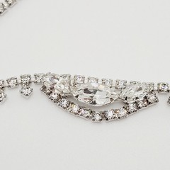 Elegant Swag Design Sparkling Rhinestone Silver Tone Art Deco Style Vtg Necklace