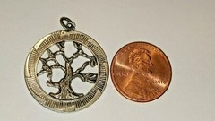 VINTAGE STERLING SILVER TREE OF LIFE CHARM PENDANT SIGHNED JMS STERLING