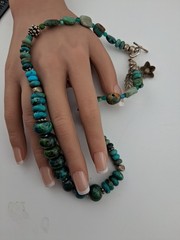 Vintage Sterling Silver Turquoise? Bead Necklace 19″