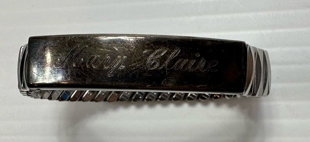 1959 Girls Engraved ID Bracelet Mary Claire Stretchy Stainless Jacoby Bender