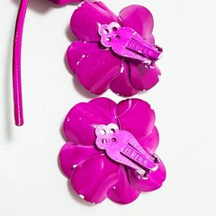 VTG LIZNER Pink Enamel 1.25″ Clip Earrings and 3.75″ Brooch Pin Set Demi Parure