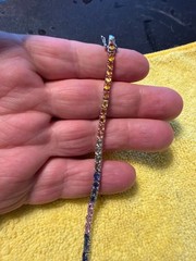 vntg 925 sterling silver multi-color rainbow ombre tennis bracelet w/free ship!