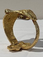 Kenneth J. Lane Signed Gold-Tone Vintage Alligator Watch Clamper Bracelet