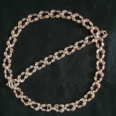 Vintage Link Necklace Bracelet Set Silver Tone 19.5″ 7″