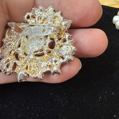 Vintage MCM Red Aurora Borealis Rhinestone Brooch Pin Hollywood Glamour￼2”