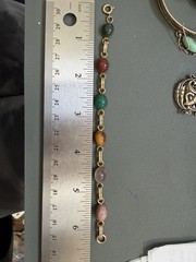 VTG Petite 12k Gold Filled Multi Gemstone Scarab Bracelet 6.25in