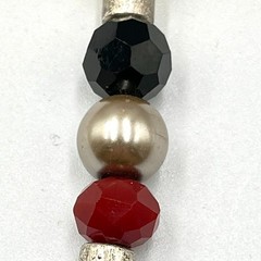 VTG Retro Multi-Color Beads Faux Stone Necklace Silver Tone Orange Resin Pendant
