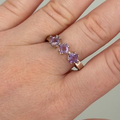 Vintage 925 Sterling Silver Natural Amethyst February Birthstone Ring Size 9.5