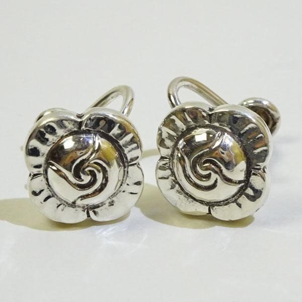 Georg Jensen Rose Flower Earrings No.89 Sterling Silver Vintage USA Rare