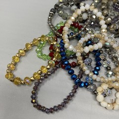 Glass Bead Bracelet Lot of 20 Multicolor Wearable Craft Stretch Faceted Funky