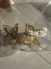 Filigree Gold-toned Butterfly Pierced Earrings 1970’s .5″