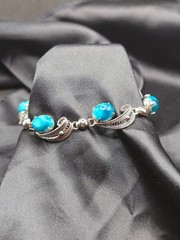 Vintage Sorrento Bracelet Sterling 925 Filigree & Larimar Stones 7″