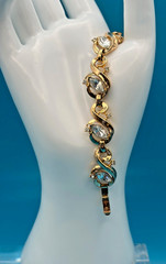 Alfred Philippe Trifari Bracelet Vtg Clear Rhinestone Marquise Stones Gold Tone