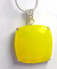 Natural Yellow Opal 124.0 Ct Cushion Shape Certified 925 Silver Pendant 6AGY