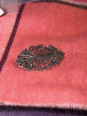 Vintage Silver Filigree Pin Brooch Measuring 2 1/4X1.5 Inches