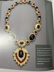 Kenneth Jay Lane KJL Jackie O Maharani Necklace Ruby Emerald Cabochon COA Box