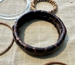 Vintage Mixed Lot 38 Bangle Bracelets Metal Plastic Leather