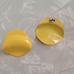 Vintage 80s Yellow Enamel Pierced Earring Pair