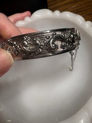 VTG Whiting & Davis Silver Tone 3D Paisley Design Bracelet 6.5-7.25