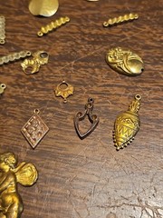 Lot Of 50 Mixed Parts Pcs France Vintage 60s Brass Stampings Findings Jewelry