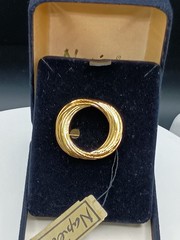 Vintage Napier Brooch Gold Tone Love Knot 1.25″ In Box