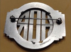 Vintage “HOR” Monocraft Pin 4.5cm Silver Colored Metal Pinback Monogrammed Rare