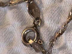 Woman’s Vintage Sterling Silver Necklace With Pink Quartz Pendant Signed 925