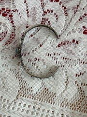 Vtg Nickel Silver~Bell~Childs Turquoise Bracelet~5.7 Gms