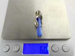 Vintage Sterling Silver Blue Glass Point with Two Dolphins Pendant 6g 1.5 Inches