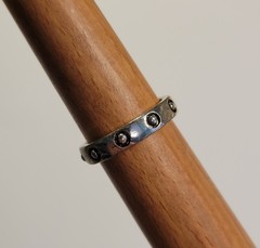 Polished Nickel Silver Dotted Ring Band With Raised Recessed Dots Size 7 Vintage