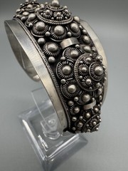 Vintage Antique Signed 980 Silver Wide 45mm Cuff Bracelet 6.5” Handmade