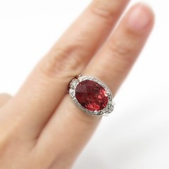 NYJEWEL 14k White Gold 7.2ctw Rubellite Tourmaline Diamond Ring