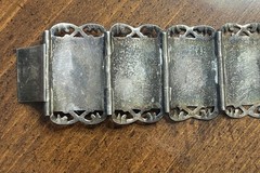Vintage Siam Niello Sterling Silver Panel Bracelet Thailand 42 Grams