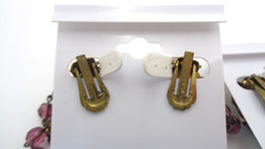 3 Vintage Ornate Filigree Porphyry Art Glass Cameo Waterfall Crystal Earring Lot