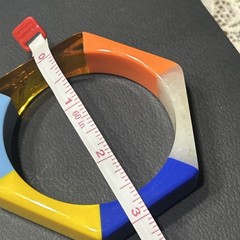 Vintage 2.5” Diameter Multicolor Retro Lucite Hexagon Bangle Bracelet