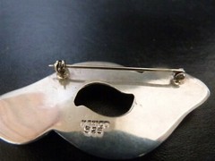 Mexico sterling silver 0.925 modernist puffy stylized hurricane horn pin brooch